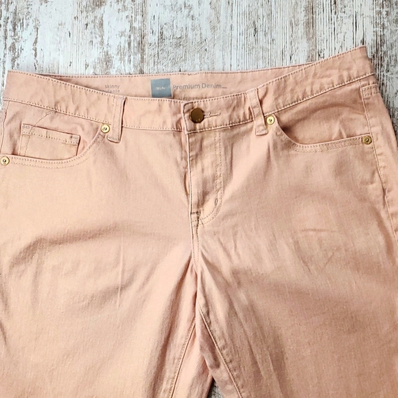 5/$30🎀Mossimo | Rose Gold Pink Sparkle Finish Barbiecore Skinny Jeans Denim - Picture 2 of 11